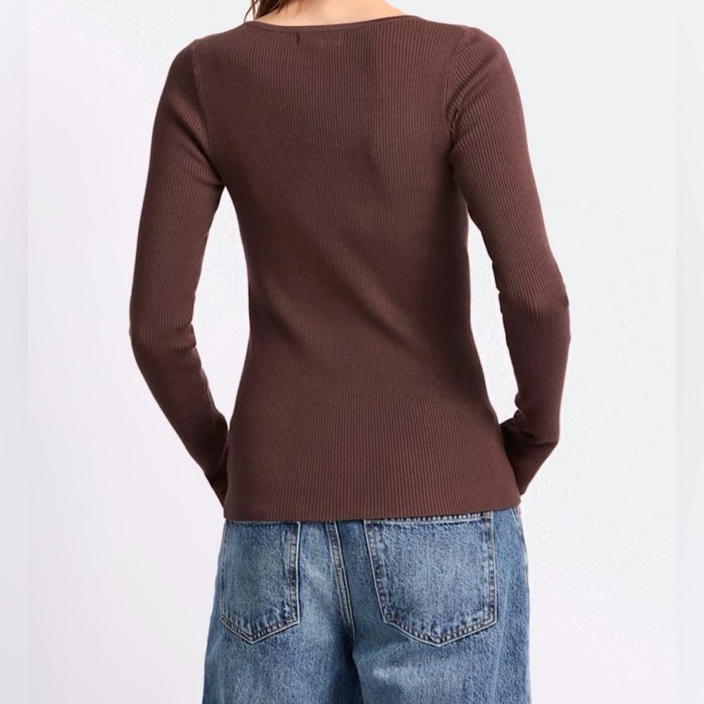 Montgomery Post Brown Square Neck Sweater | Size L - Picture 3 of 4